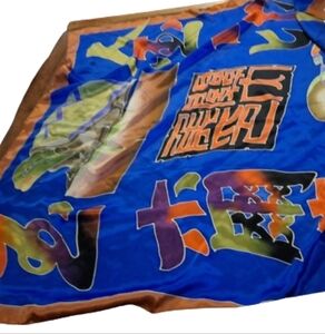 Chinese Character Silk Large Vibrant Color  Scarf